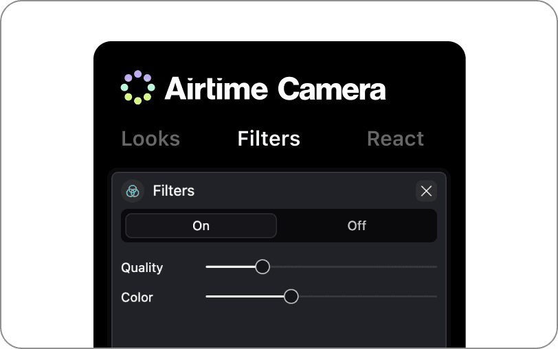 Filters tab from Airtime Camera