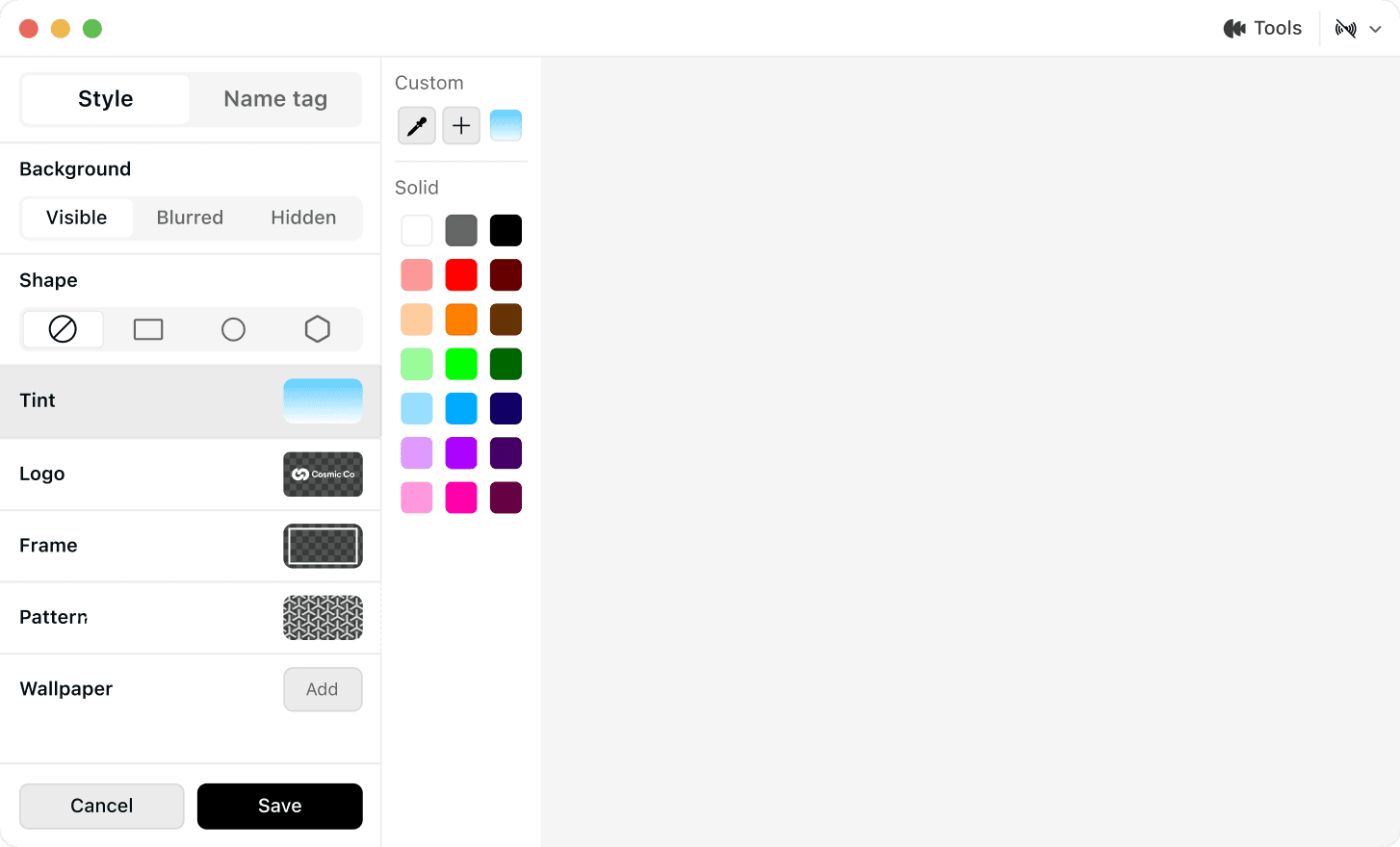 Airtime Camera UI using tint feature