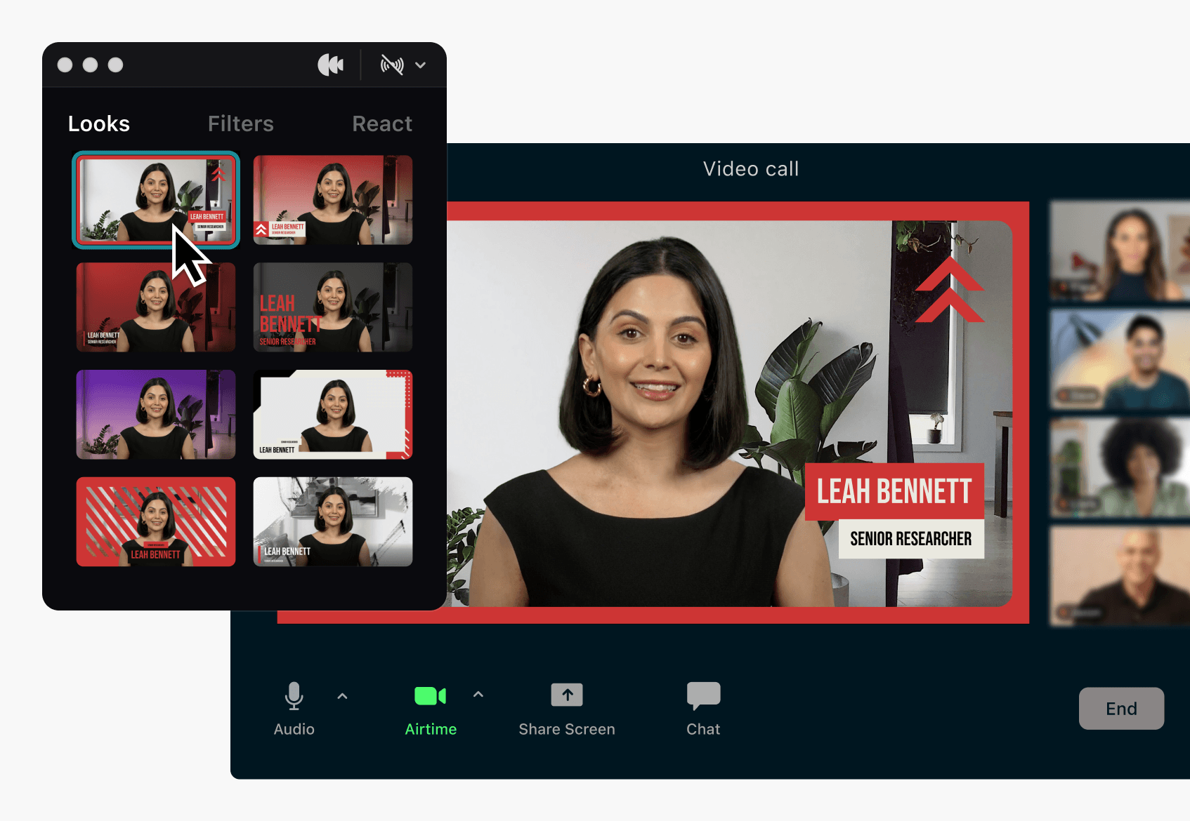 Showing different looks with Airtime Camera